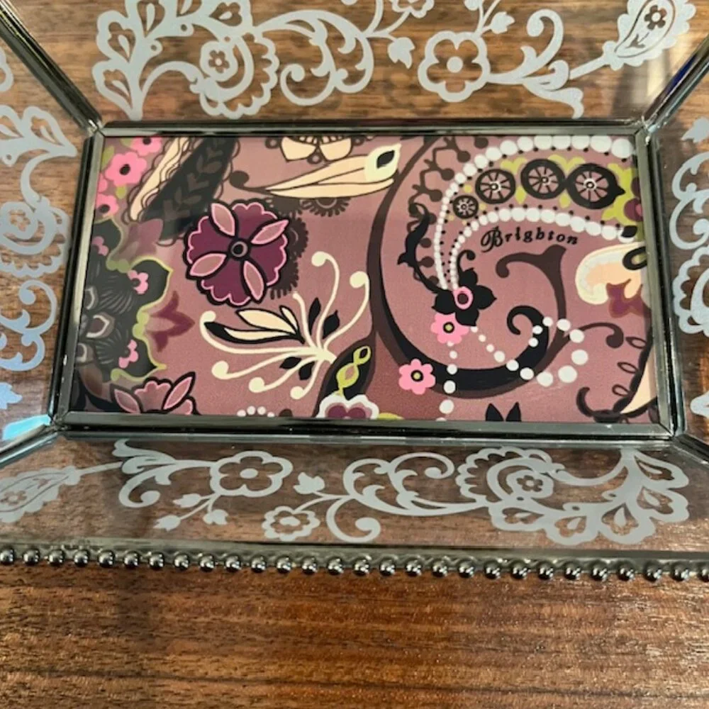 Brighton Glass Paisley Jewelry Trinket Dish Tray